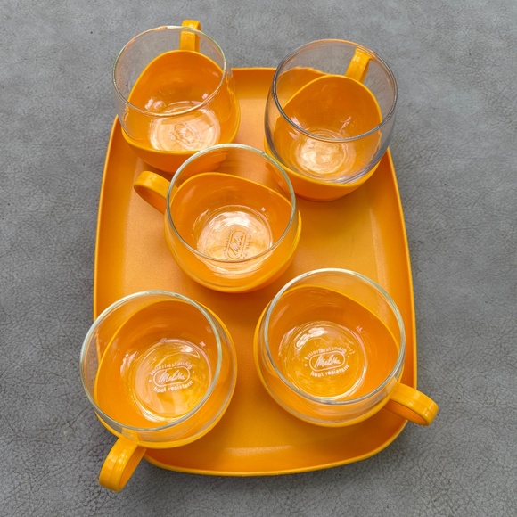Melitta 5 Orange Glasses & Tray - Picture 5 of 5